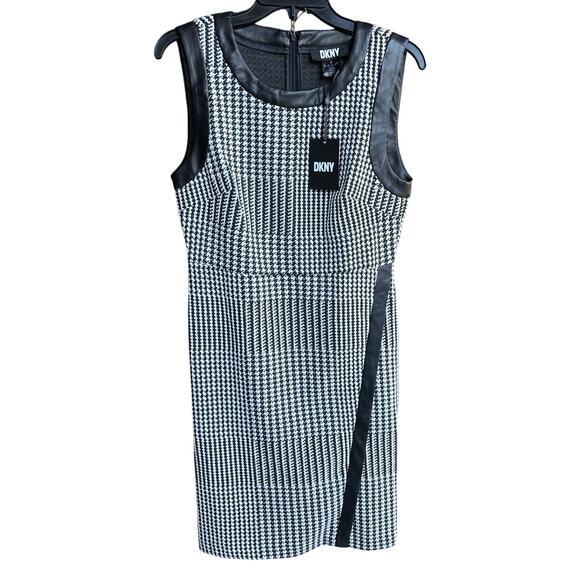 DKNY Dresses & Skirts - DKNY Black White Sleeveless houndstooth sheath dress elevated elegant NWT SZ 10